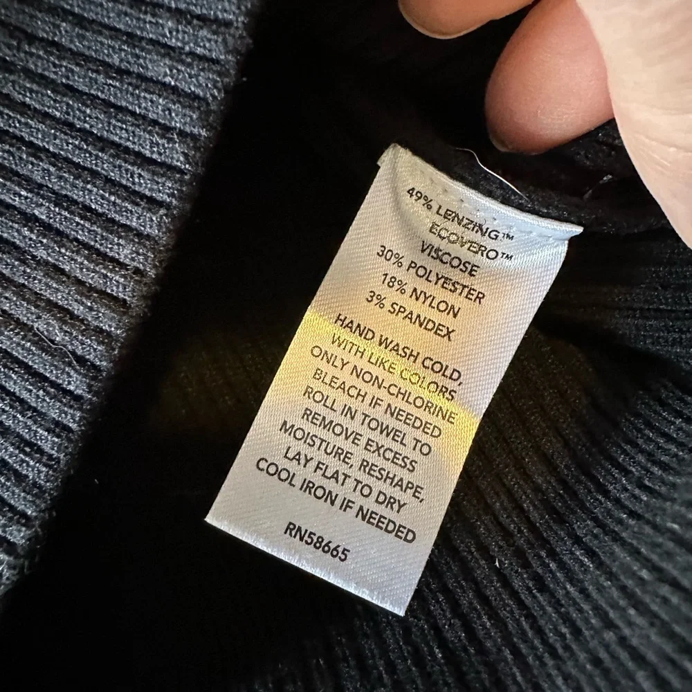 Nordstrom Open Edit XL Trendy Black Ribbed Square Neck Top NEW - Picture 4 of 4